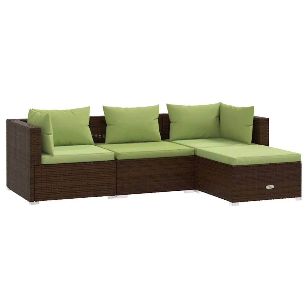 4 Piece Garden Lounge Set Poly Rattan Brown Outdoor Furniture Sofa