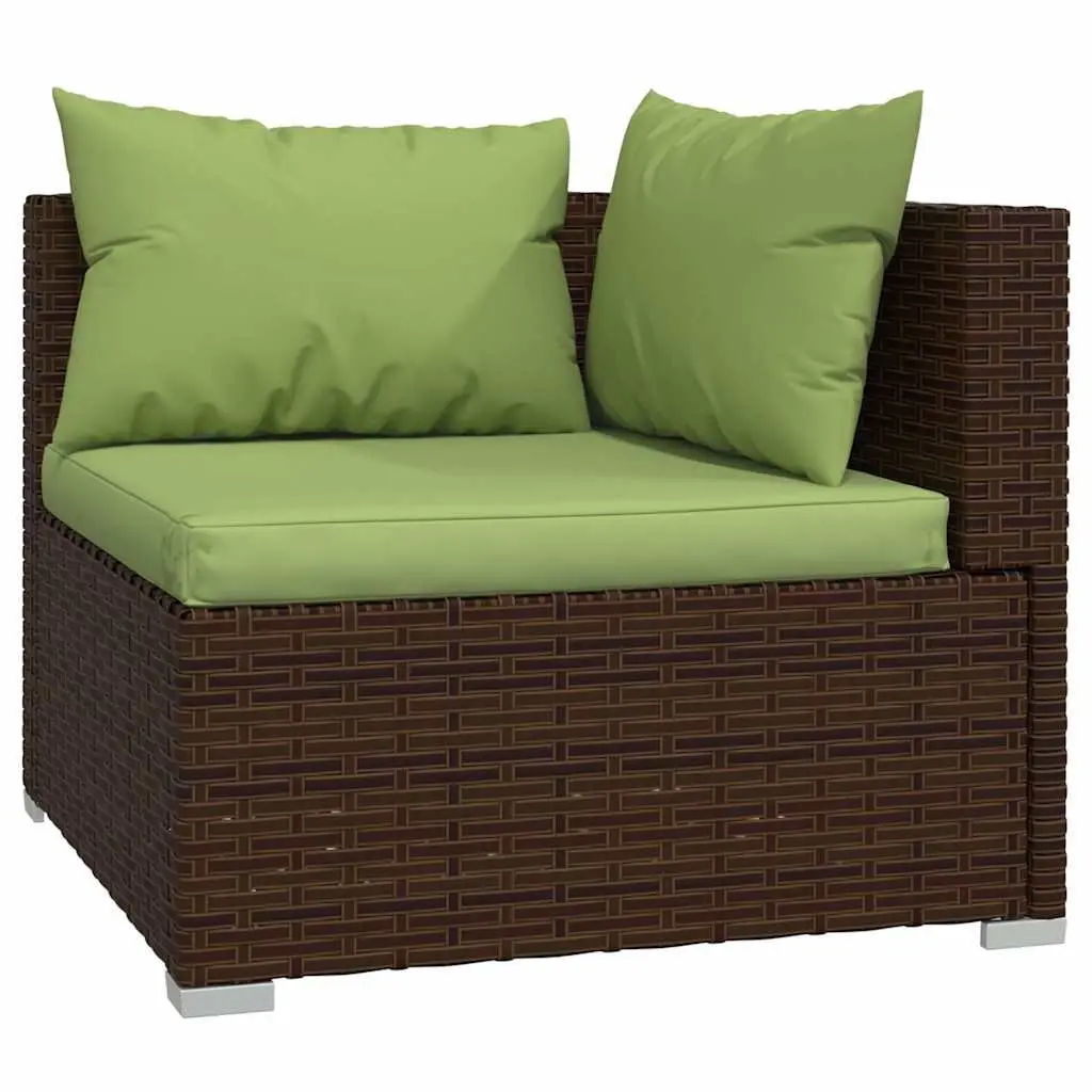 5 Piece Garden Lounge Set Waterproof PE Rattan Modular Sofa Brown