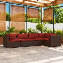 Garden Lounge Set 5 Piece Outdoor Furniture Patio Rattan Sofa with Cushions