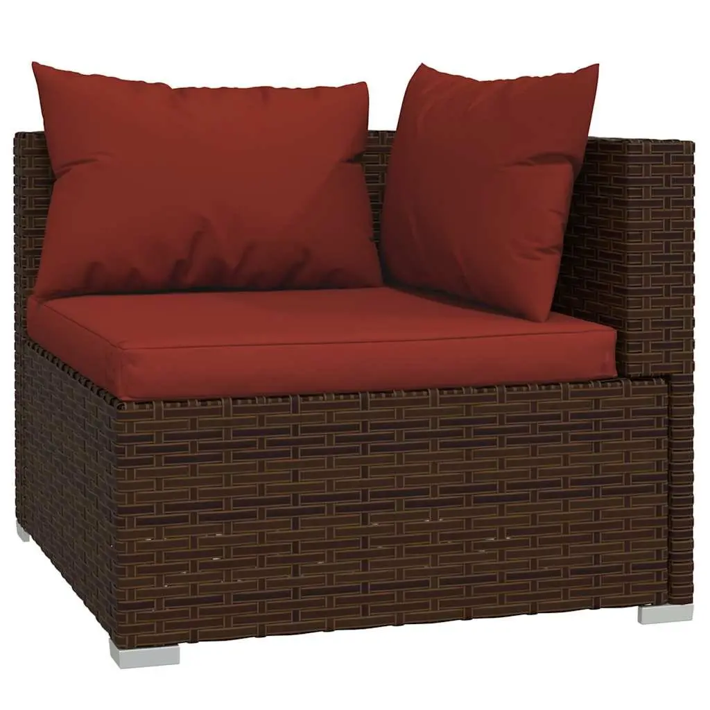 Garden Lounge Set 5 Piece PE Rattan Outdoor Furniture Modular Sofa with Cushions Brown