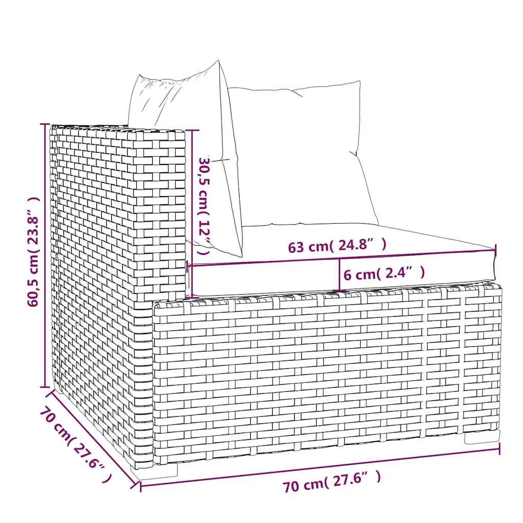 Garden Lounge Set 7 Piece Modular Waterproof PE Rattan Sofa Black