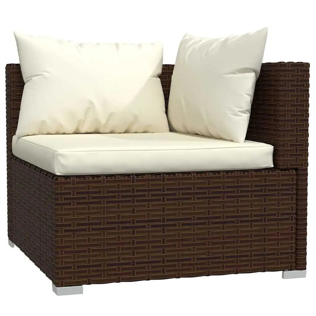 7 Piece Garden Lounge Set Outdoor Patio Furniture with Cushions PE Rattan Brown