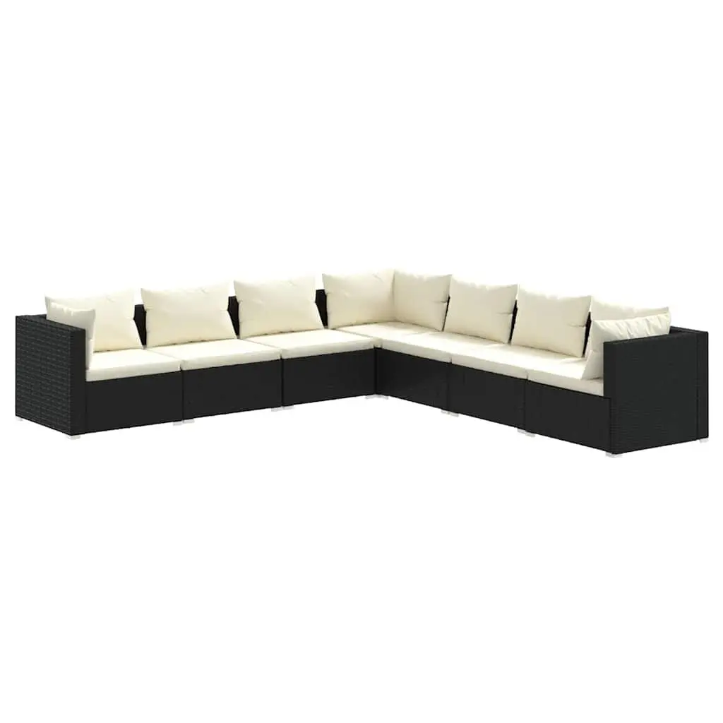 7 Piece Garden Lounge Set Outdoor Patio Furniture PE Rattan Modular Black