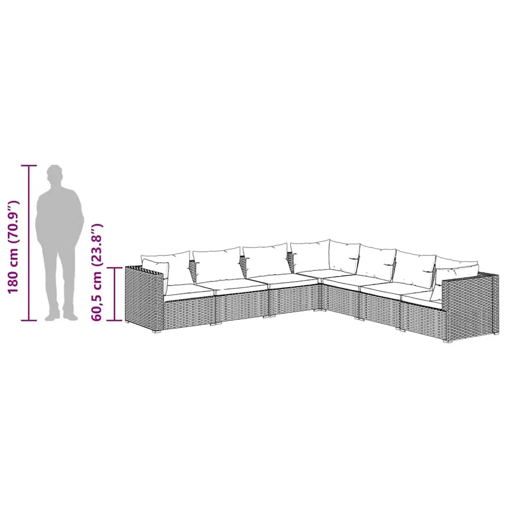 7 Piece Garden Lounge Set Outdoor Furniture Modular Patio Sofa with Cushions