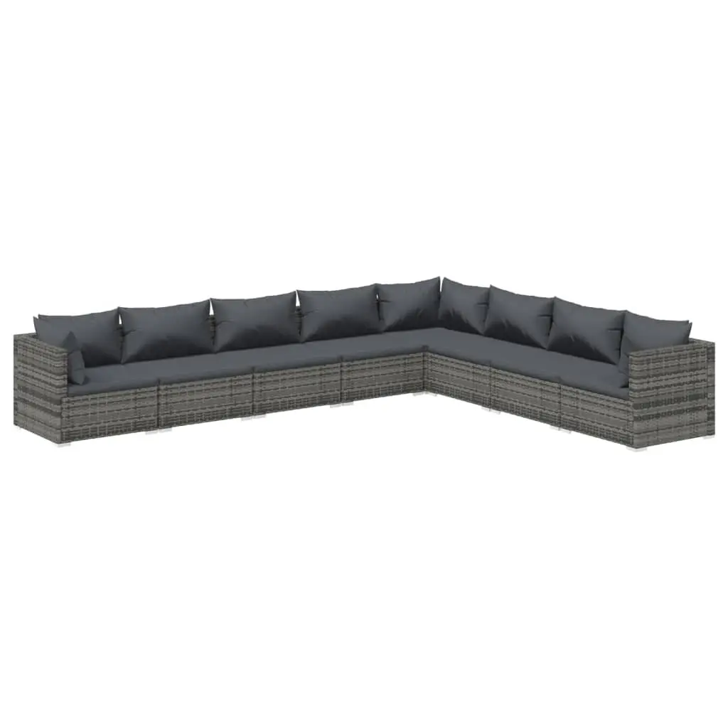 Garden Lounge Set 8 Piece Outdoor Furniture Poly Rattan Grey Modular Sectional