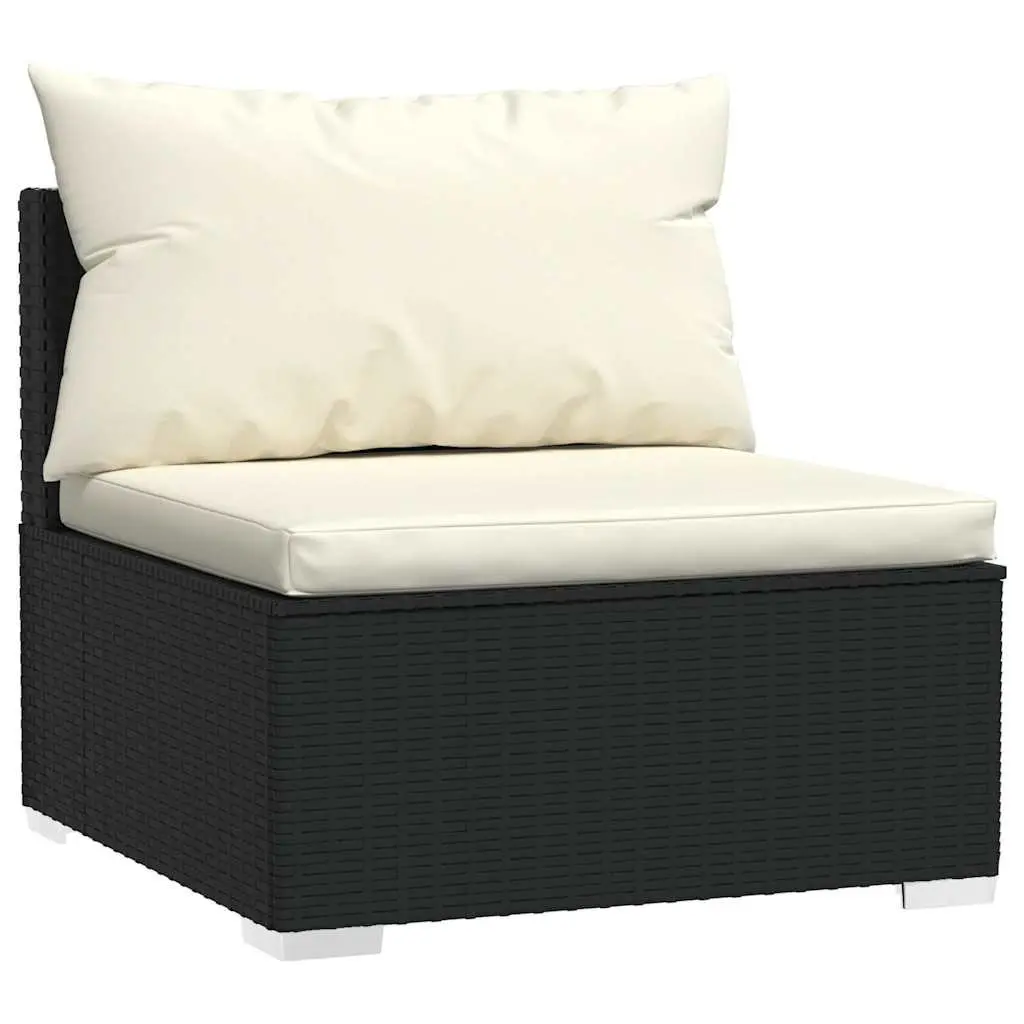 9 Piece Garden Lounge Set Outdoor Patio Furniture Black Poly Rattan with