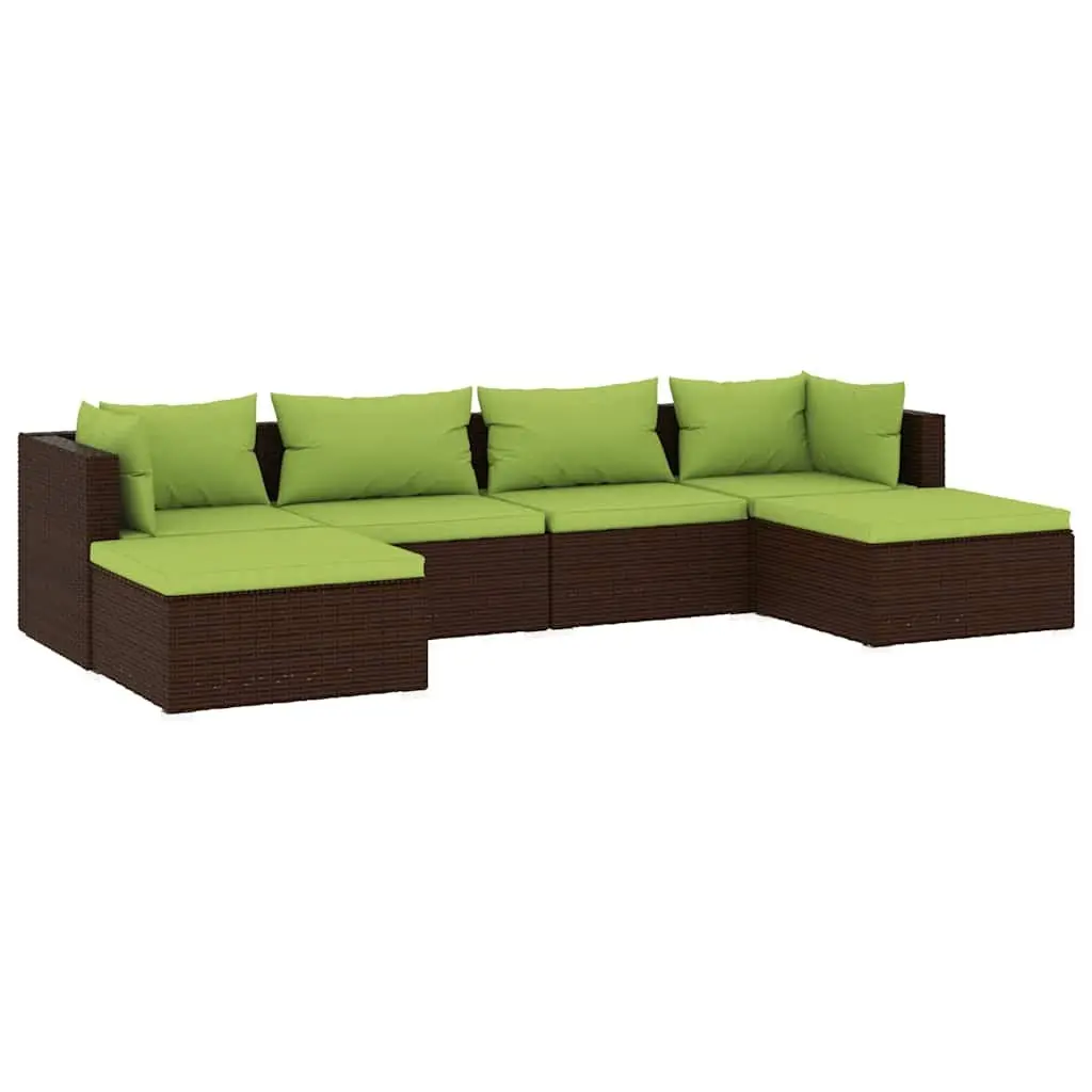 Garden Lounge Set 6 Piece Outdoor Patio Furniture Poly Rattan with Cushions