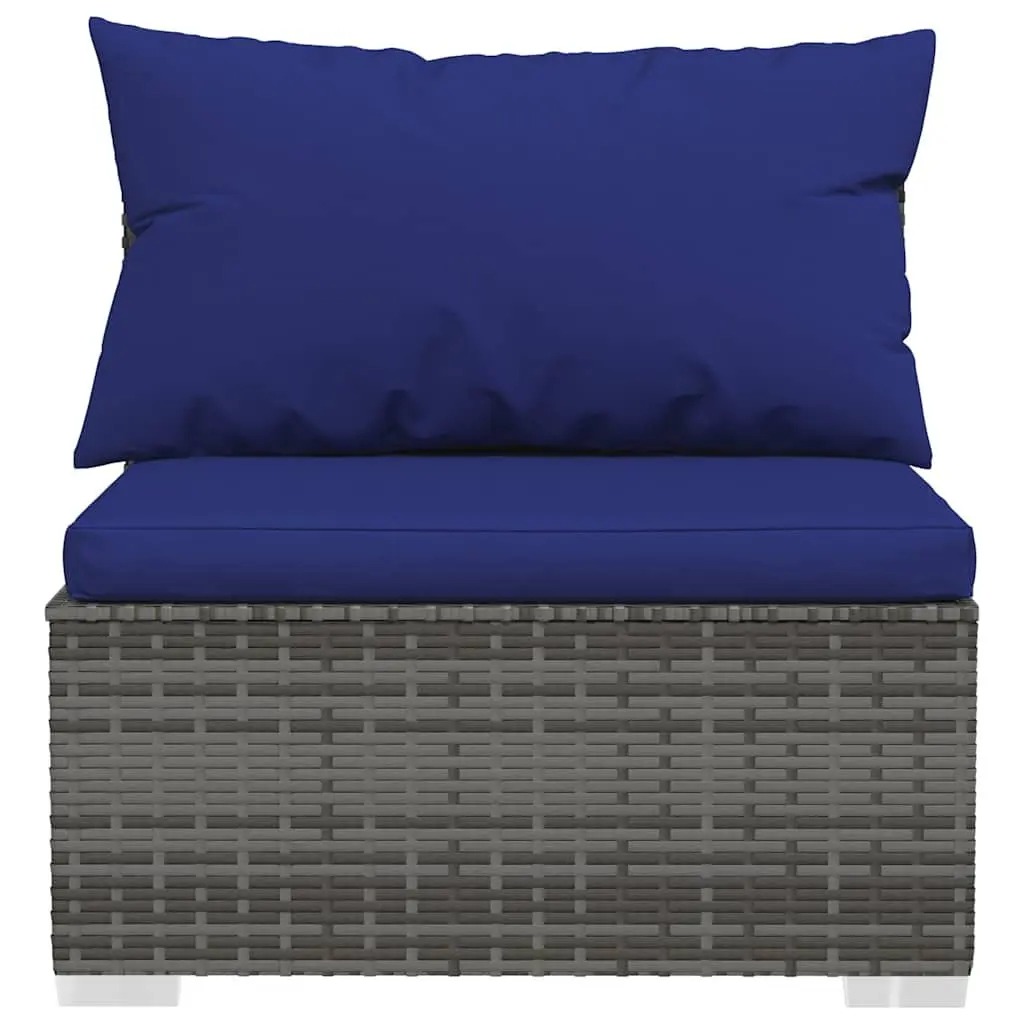 Garden Lounge Set 6 Piece Outdoor Furniture Poly Rattan Grey with Cushions