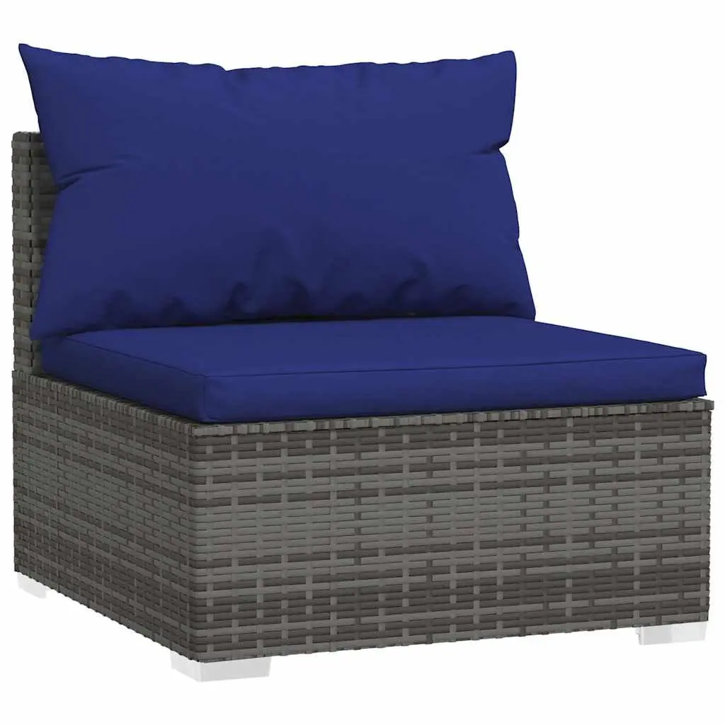Garden Lounge Set 6 Piece Outdoor Furniture Poly Rattan Grey with Cushions