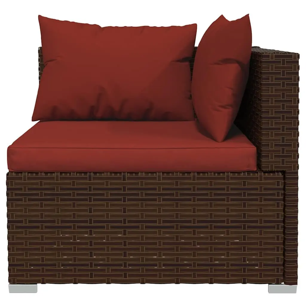 7 Piece Poly Rattan Garden Lounge Set Outdoor Patio Furniture Brown