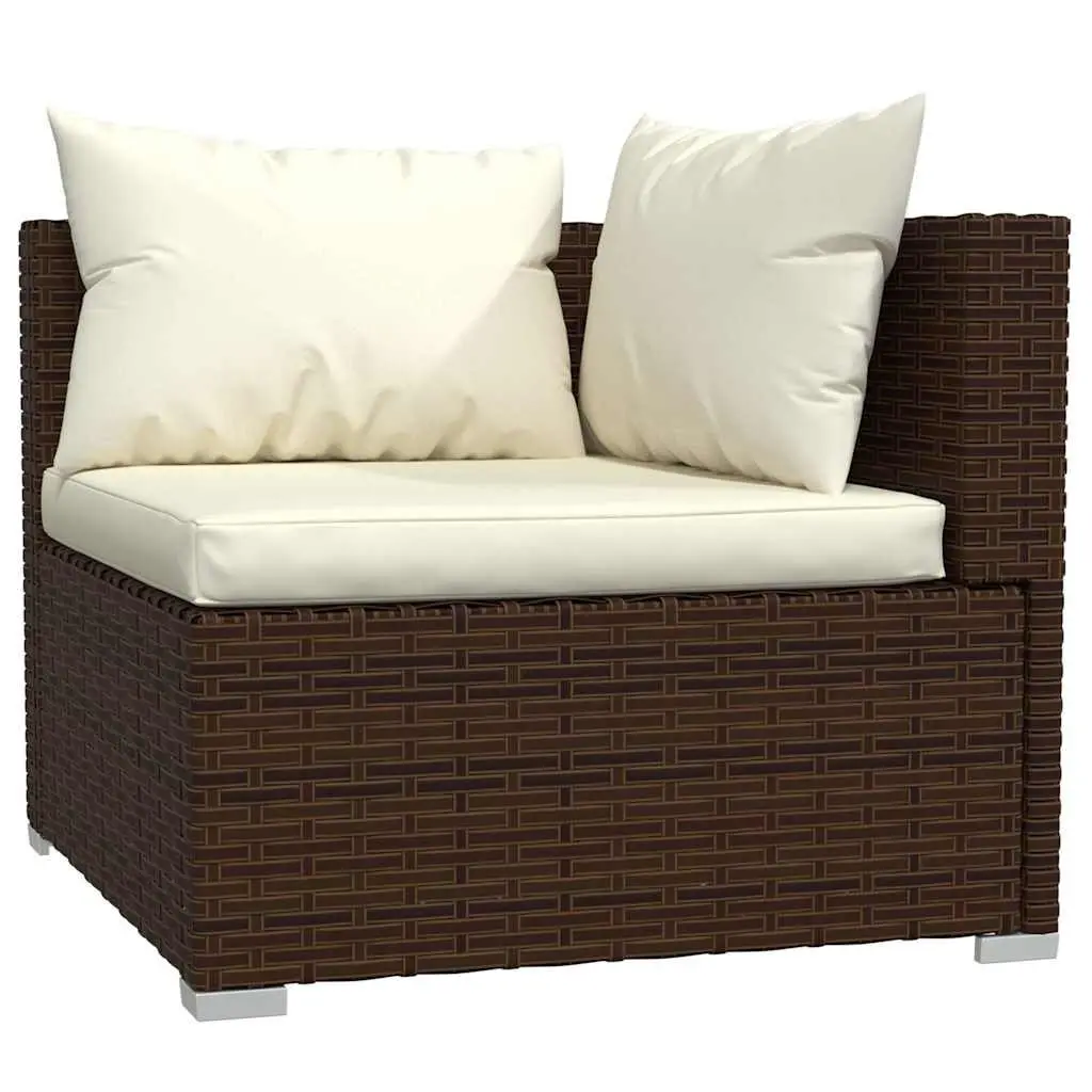 Garden Lounge Set 8 Piece Outdoor Furniture Poly Rattan Brown Modular Seating