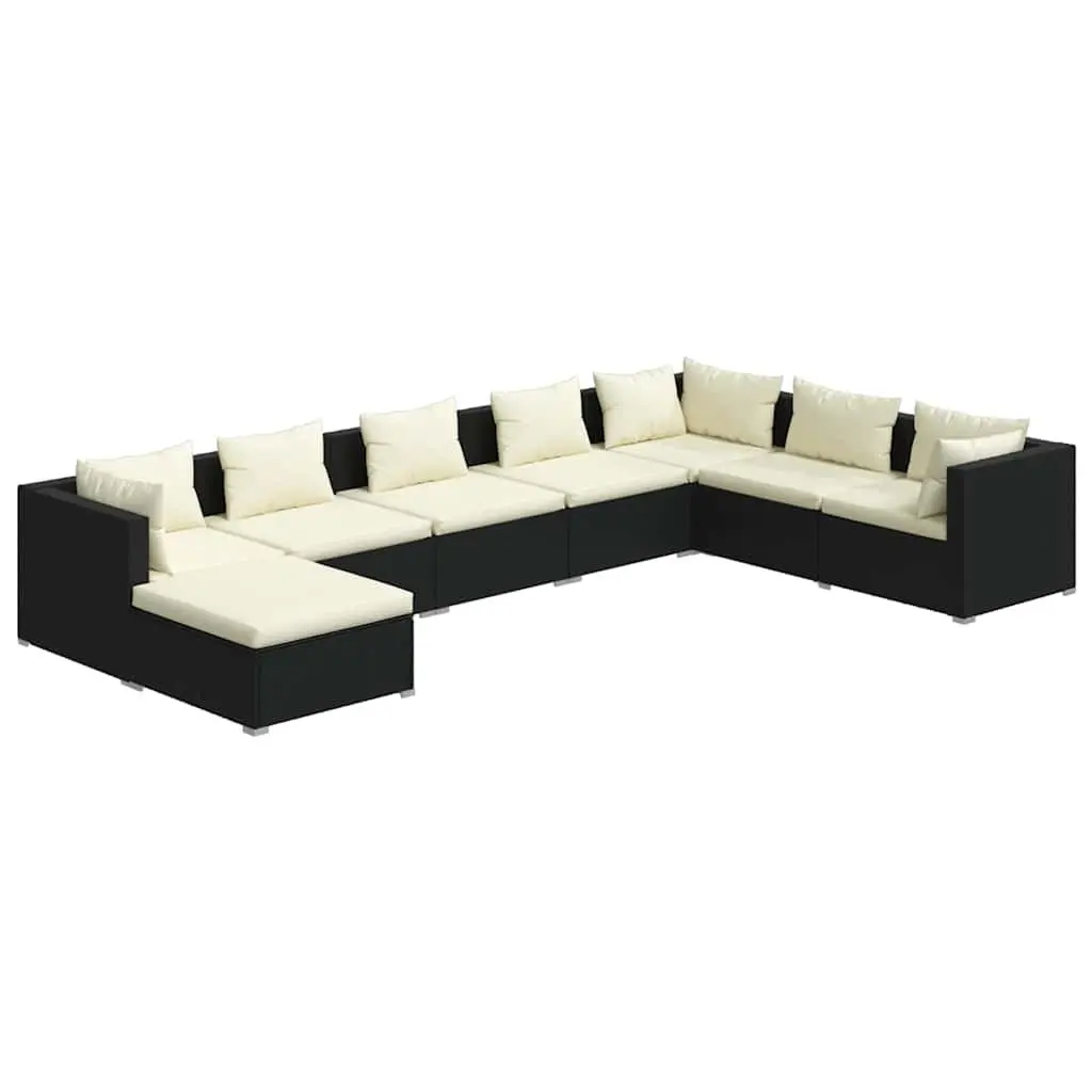 Garden Lounge Set 8 Piece Outdoor Patio Furniture Poly Rattan Black with