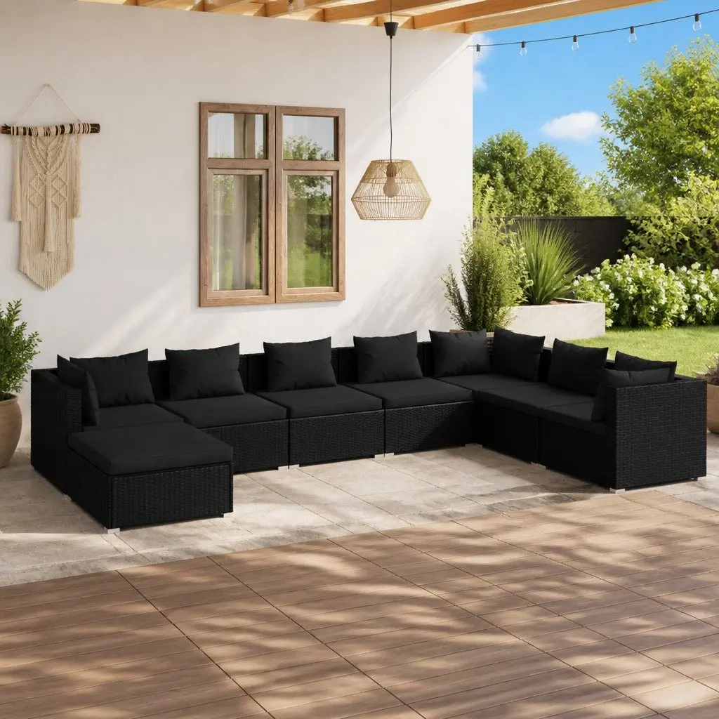 8 Piece Rattan Lounge Set for Garden Use