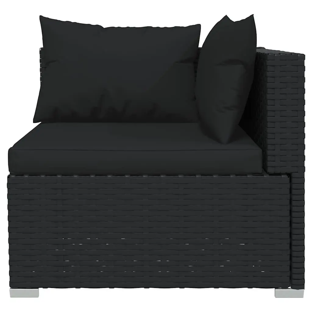 7 Piece Poly Rattan Garden Lounge Set Outdoor Furniture with Cushions Black