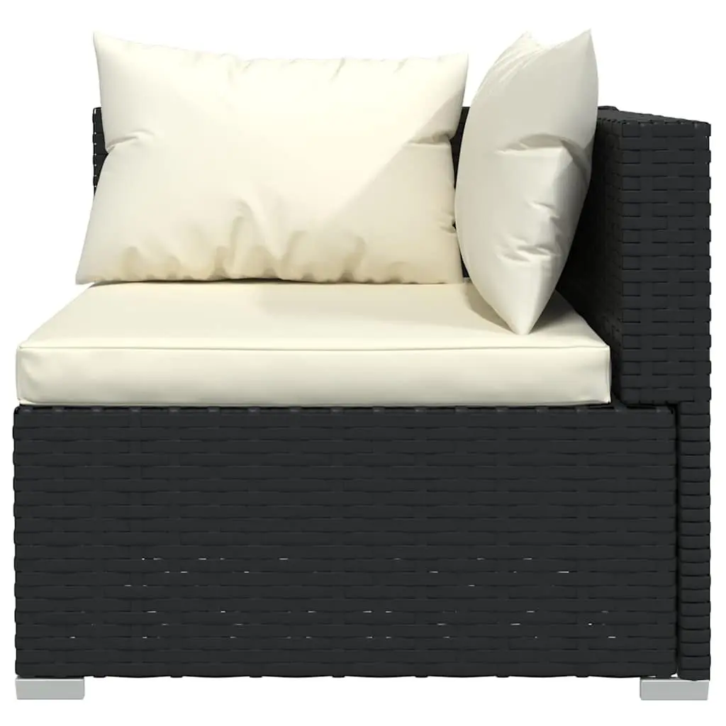 7 Piece Garden Lounge Set Poly Rattan Water Resistant Black with Cushions