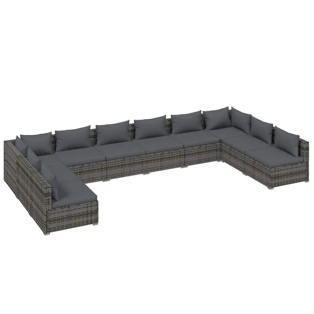 Garden Lounge Set 10 Piece Outdoor Furniture Poly Rattan Modular Sofa with