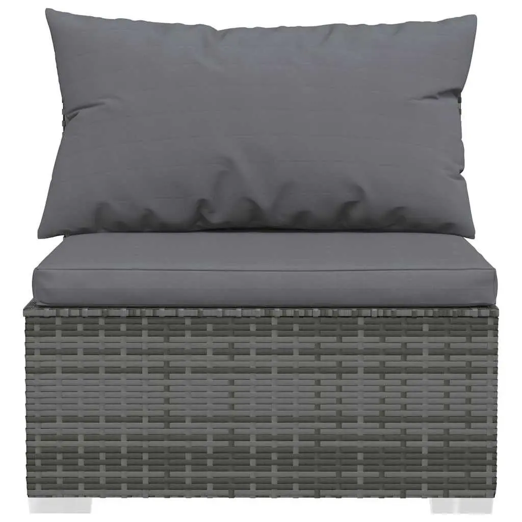 Garden Lounge Set 6 Piece Modular Poly Rattan Outdoor Furniture Grey Cushions