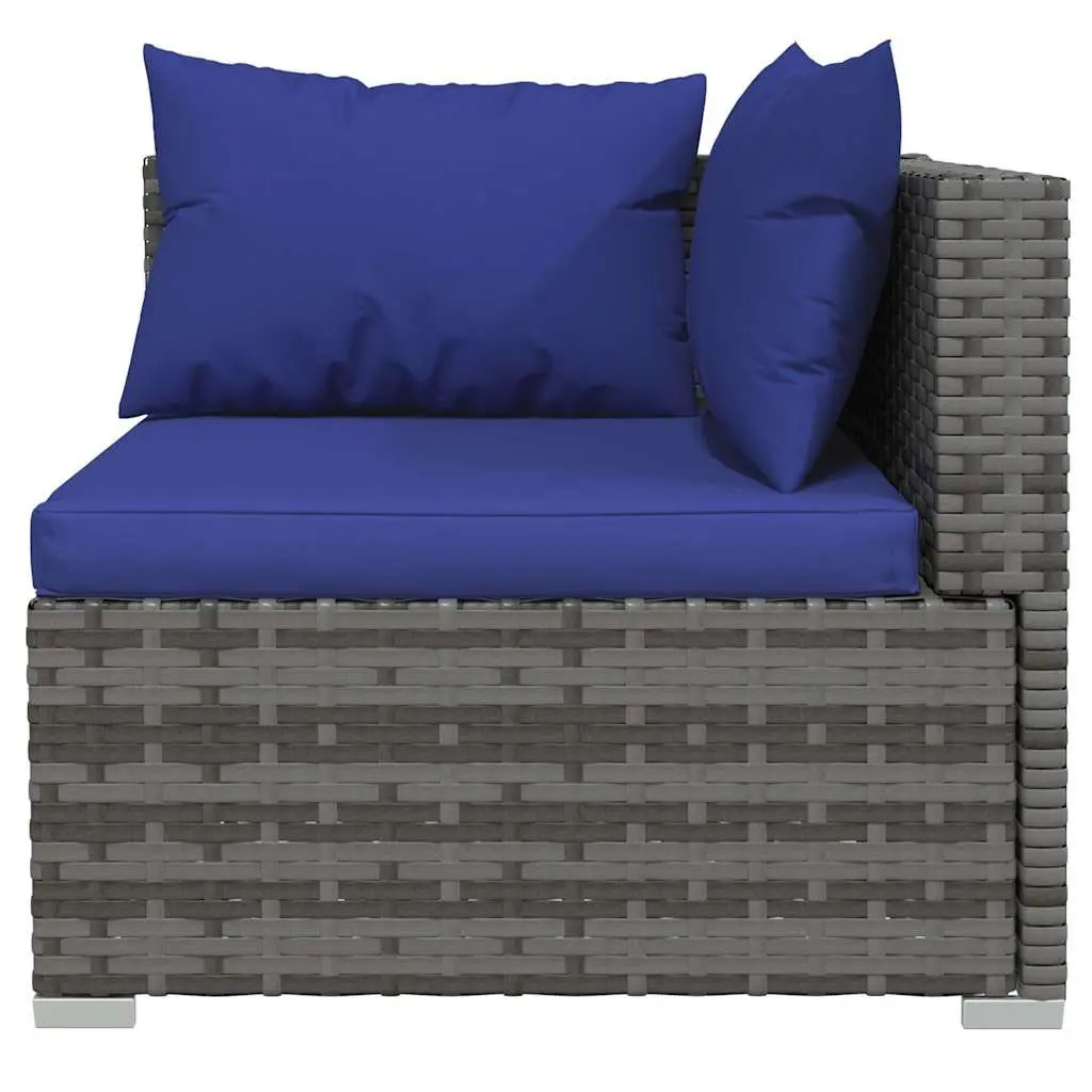6 Piece Modular Garden Lounge Set Cushioned Outdoor Furniture Poly Rattan Grey