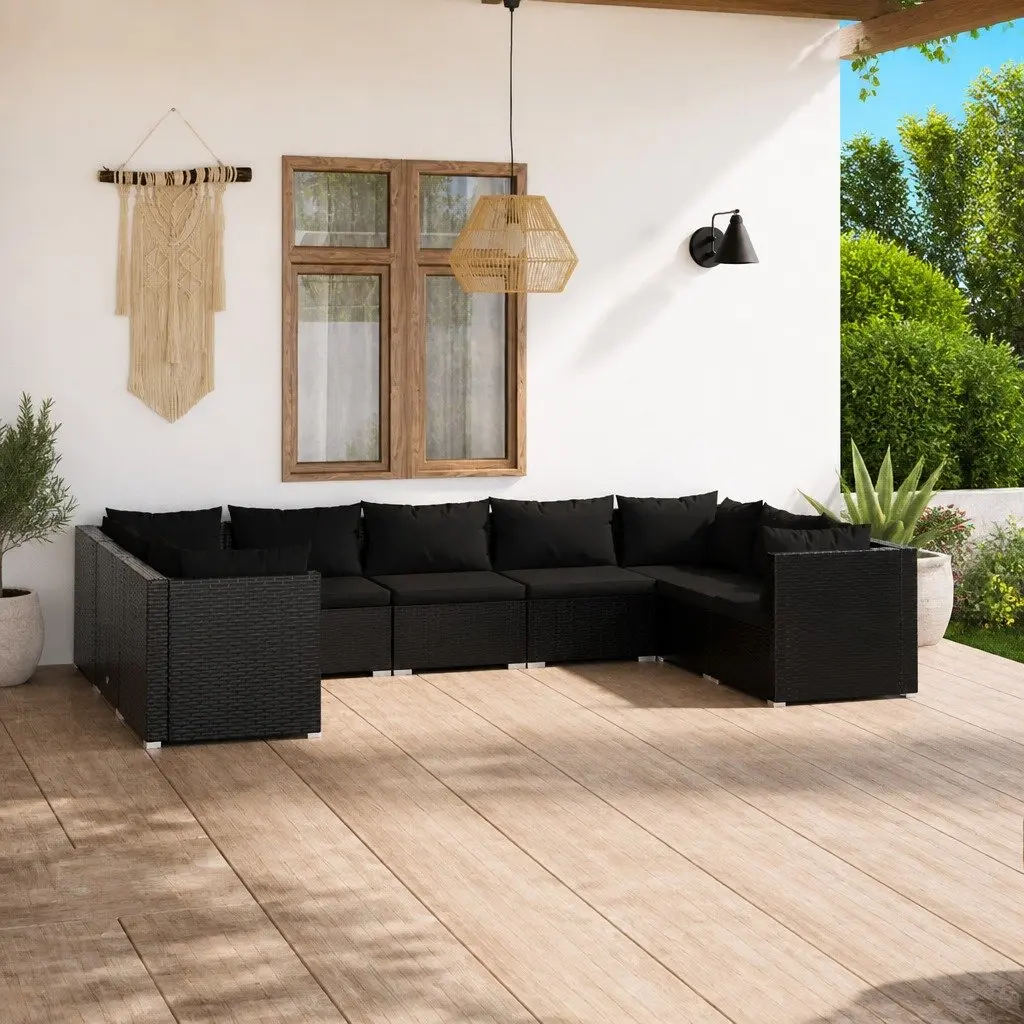 9 Piece Poly Rattan Garden Lounge Set with Cushions Modular Outdoor Furniture