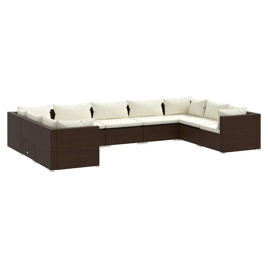 Outdoor Garden Lounge Set 9 Piece Poly Rattan Modular Patio Furniture with
