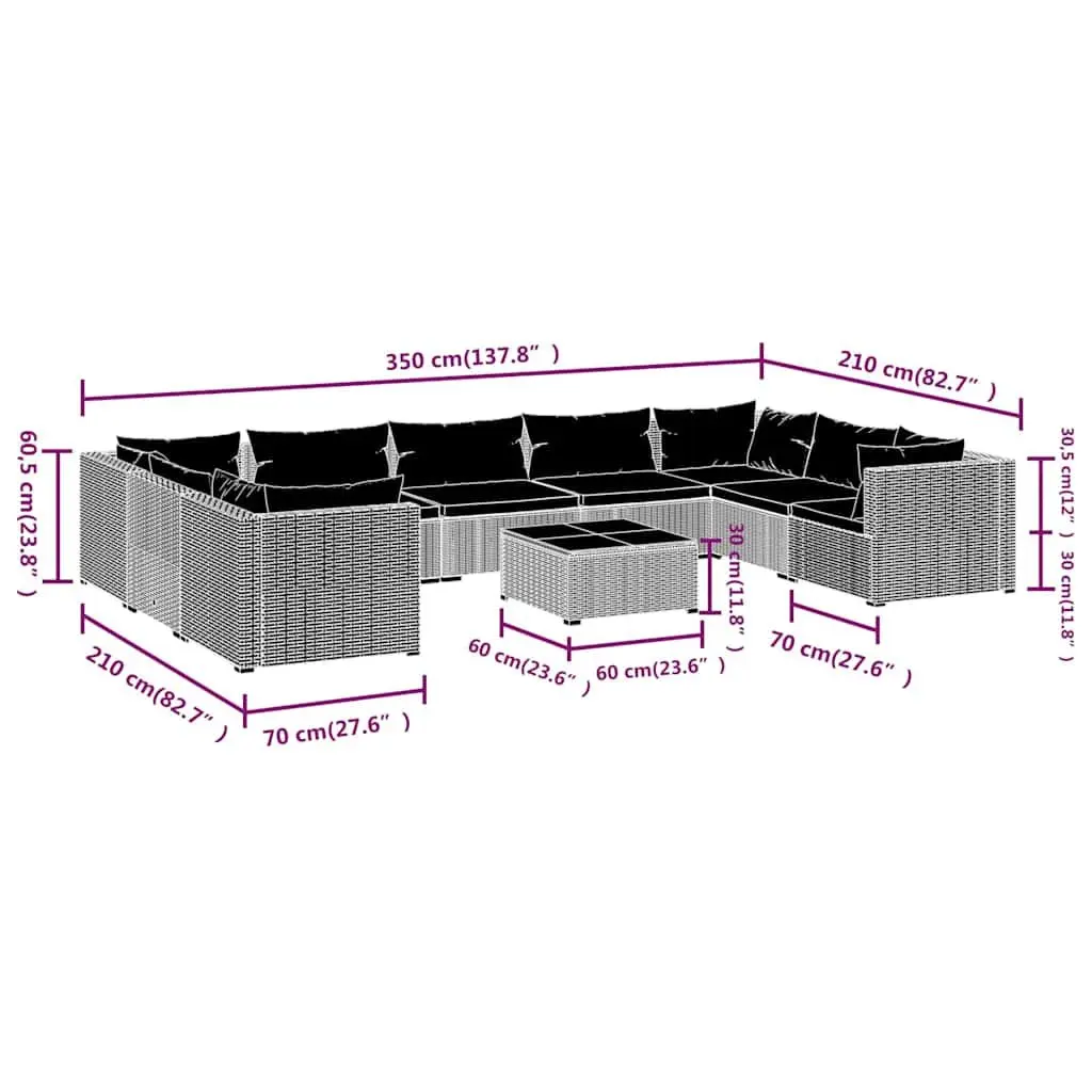 10-Piece Garden Lounge Set for Outdoor Use