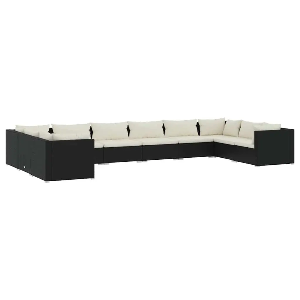 Outdoor Garden Lounge Set 10 Piece Poly Rattan Modular Patio Furniture with