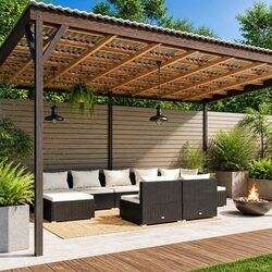 Garden Lounge Set 9 Piece Outdoor Patio Furniture Black Rattan Sofa with