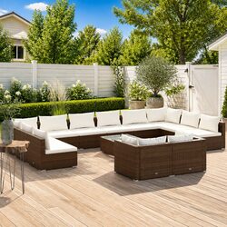 Functional 13-Piece Brown Patio Lounge Set for Outdoor Use