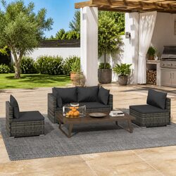 4-Piece Grey Outdoor Lounge Set for Versatile Spaces