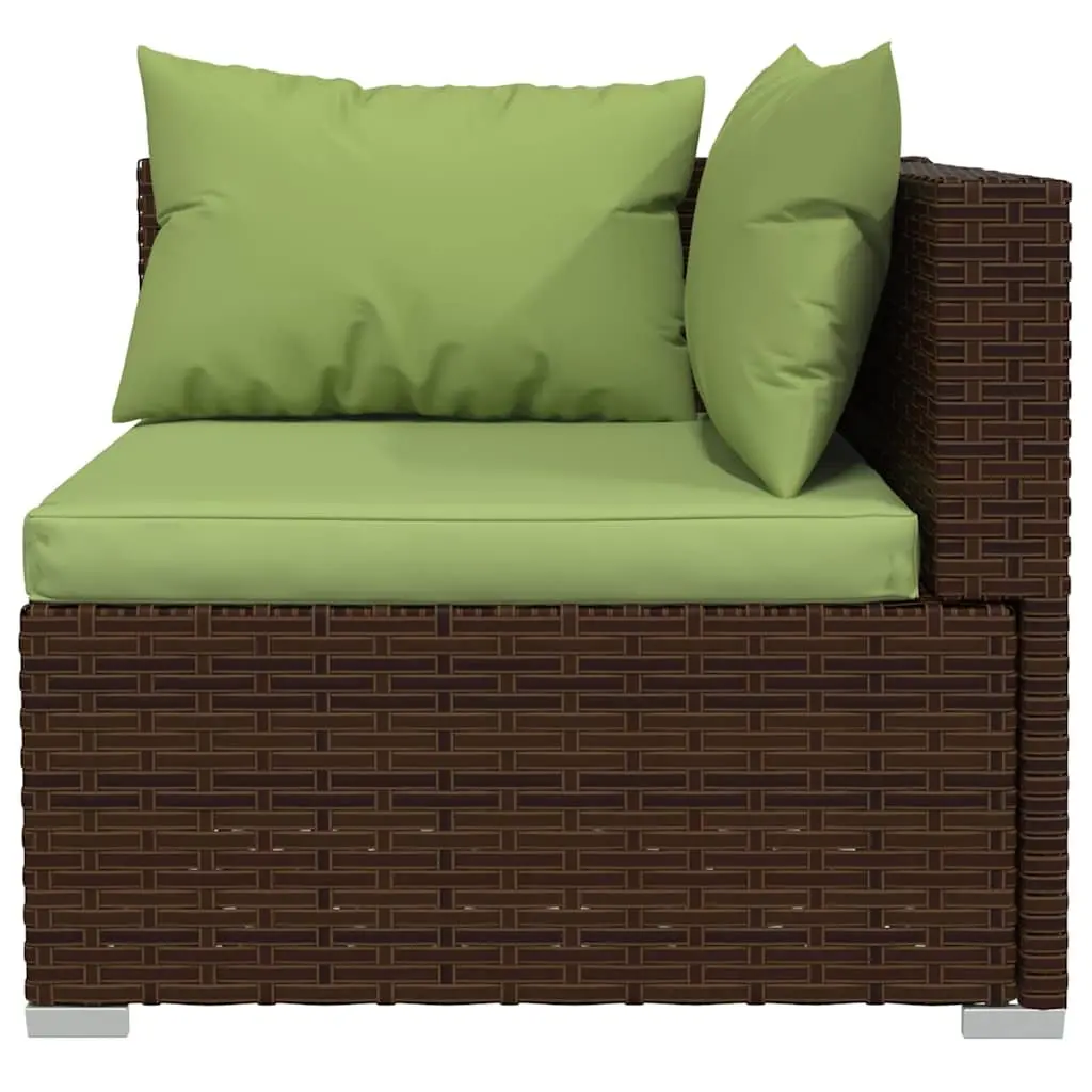Garden Lounge Set 7 Piece Outdoor Patio Furniture with Cushions Brown Rattan