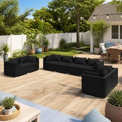 Functional 8 Piece Black Outdoor Lounge Set