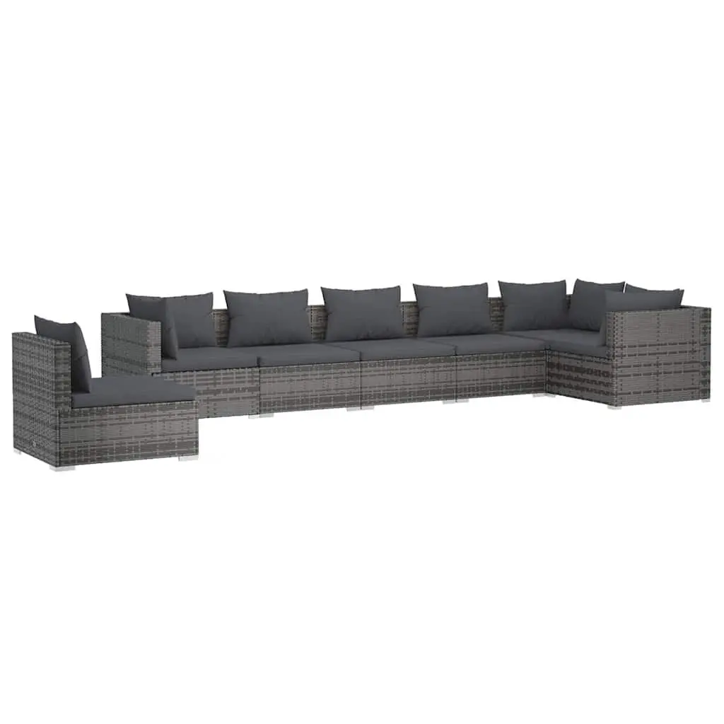 Garden Lounge Set 7 Piece Outdoor Patio Furniture Grey Modular Rattan Sofa
