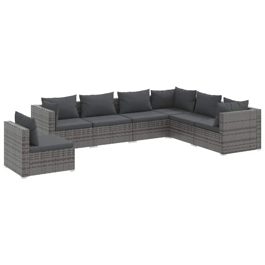 7 Piece Outdoor Lounge Set Modular Sofa Rattan Water-resistant Grey