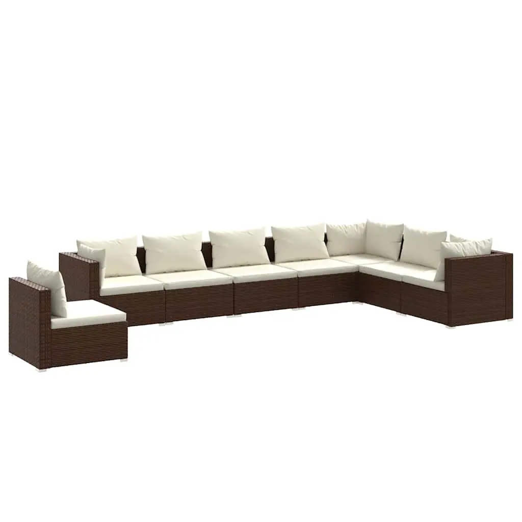 Garden Lounge Set 8 Piece Outdoor Patio Furniture Brown Rattan Sofa with