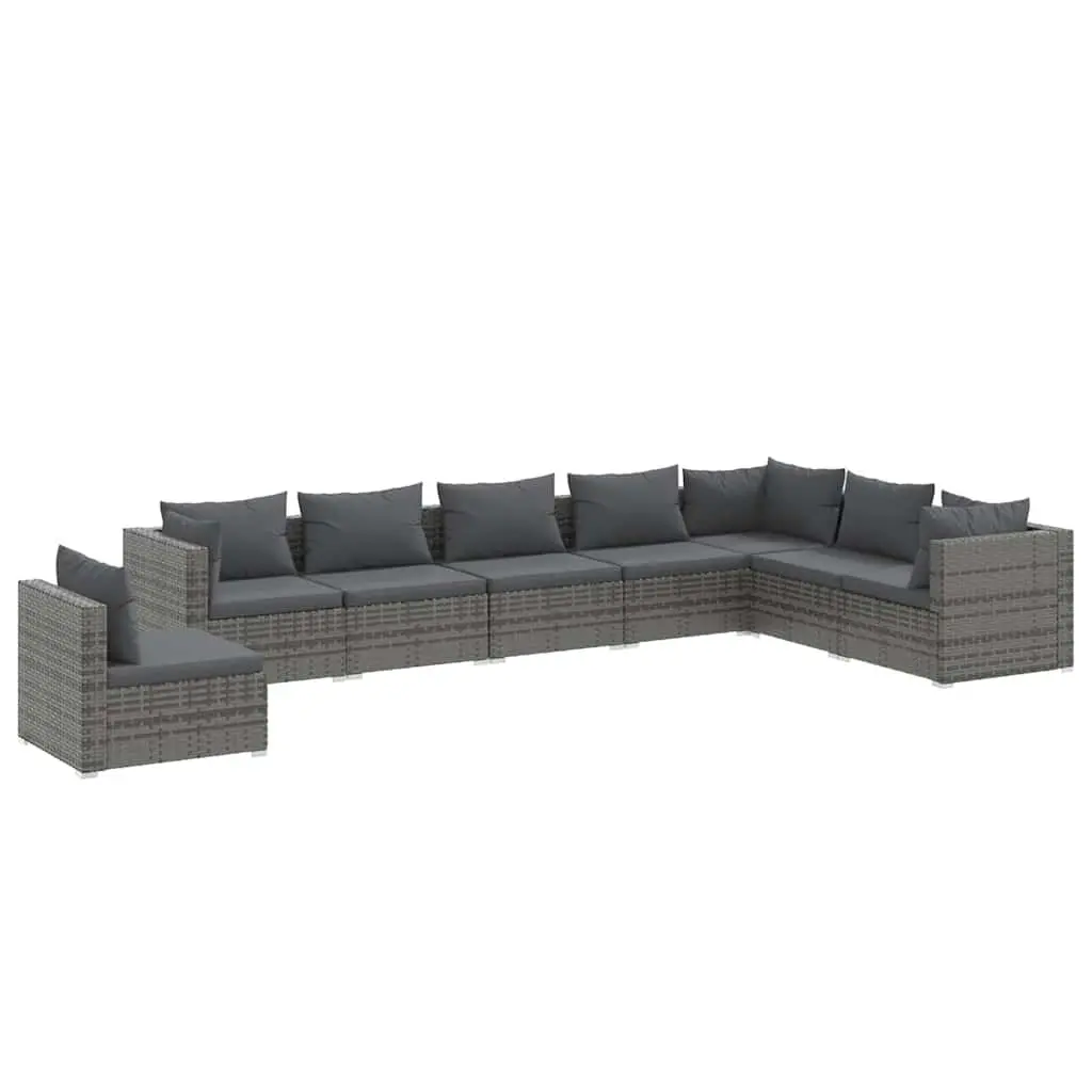 Garden Lounge Set 8 Piece Modular Outdoor Patio Furniture Water-Resistant PE Rattan Grey
