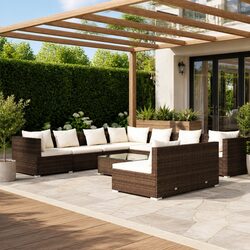 Versatile 10 Piece Outdoor Lounge Set with Removable Cushions