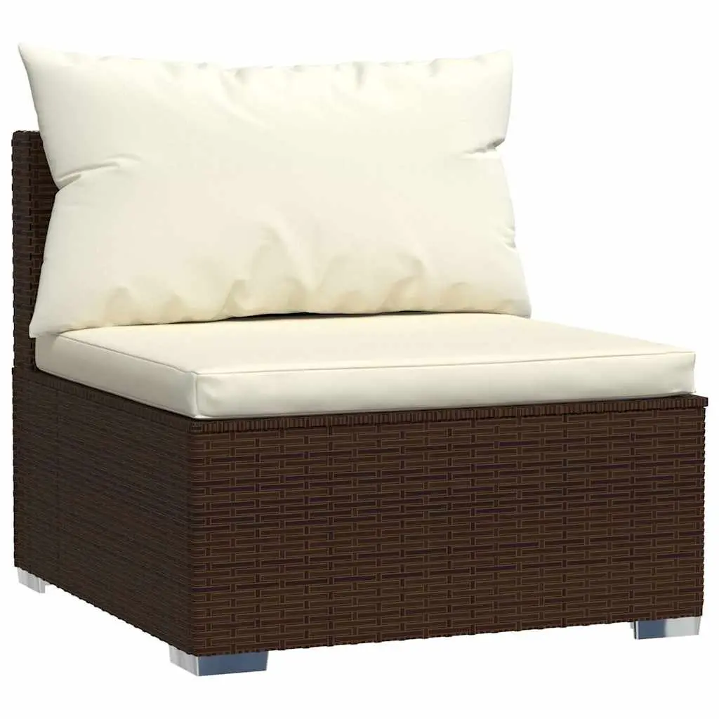 12 Piece Garden Lounge Set Poly Rattan Steel Frame Cushions Brown Outdoor Furniture