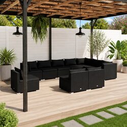 Practical 10-Piece Poly Rattan Lounge Set for Outdoor Living