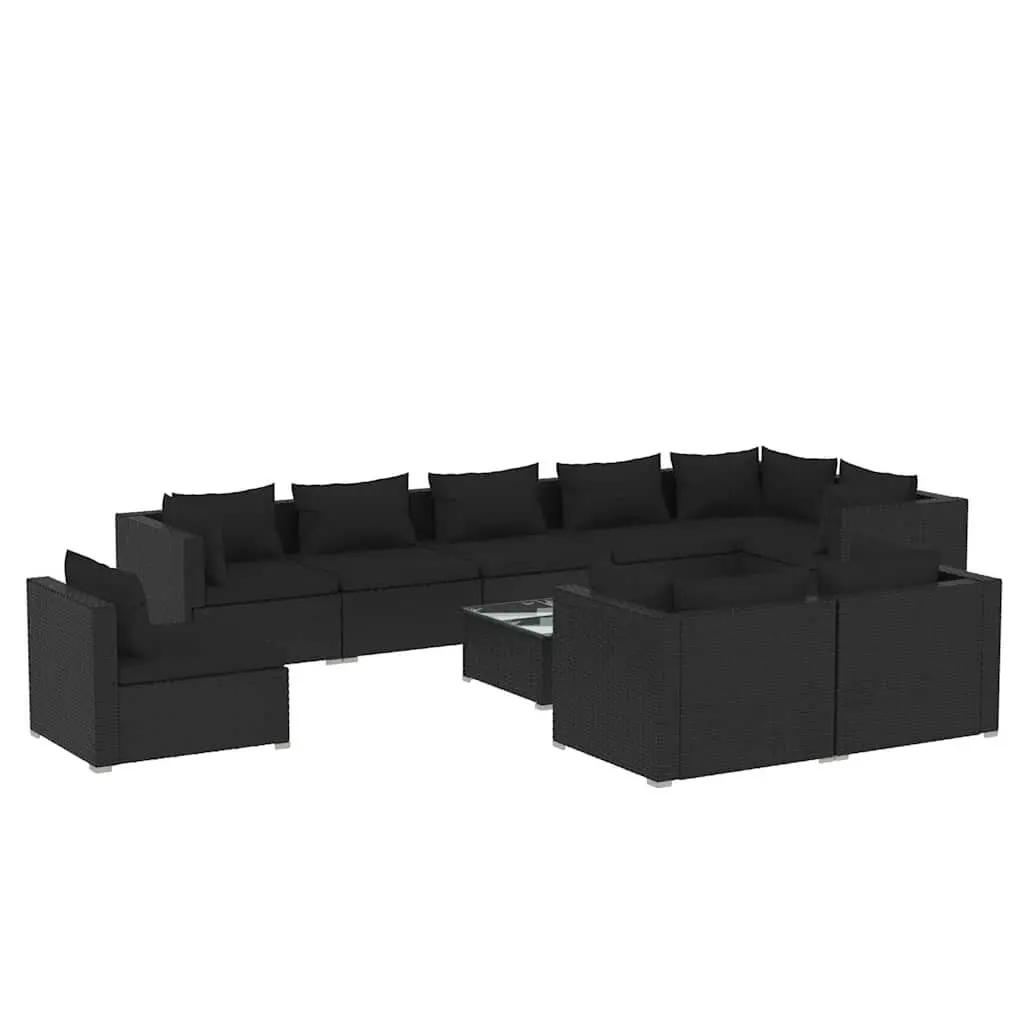 Garden Lounge Set 10 Piece Poly Rattan Outdoor Furniture Black Modular Patio