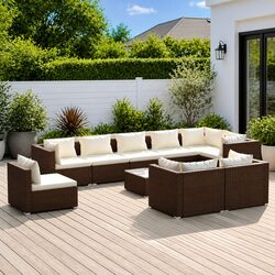 Practical 10-Piece Lounge Set for Versatile Outdoor Use