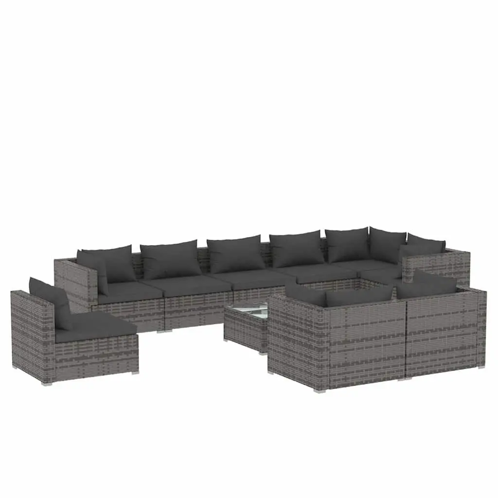 Garden Lounge Set 10 Piece Outdoor Patio Furniture Poly Rattan with Cushions