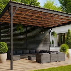 Functional 13-Piece Outdoor Lounge Set Grey Rattan