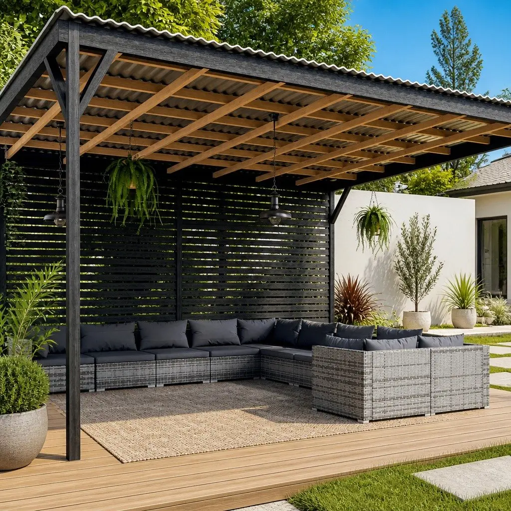 Garden Lounge Set 10 Piece Poly Rattan Outdoor Furniture Grey with Cushions