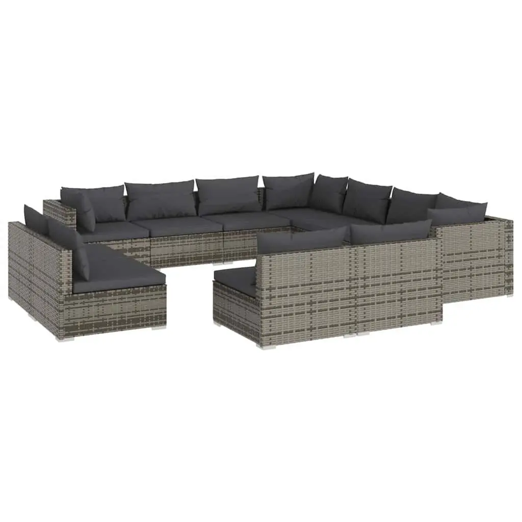 11-Piece Grey Outdoor Lounge Set with Cushions