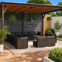 Practical 13 Piece Grey Lounge Set for Any Outdoor Setting