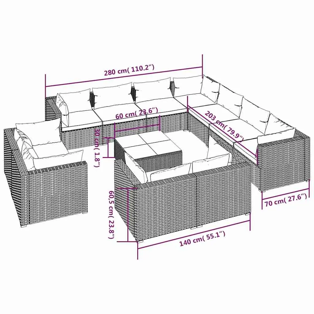 12-Piece Garden Lounge Set for Outdoor Spaces