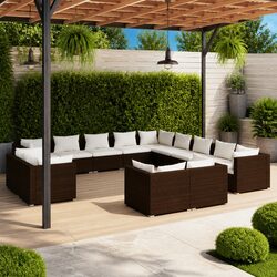 Functional 13-Piece Brown Garden Lounge Set with Cushions