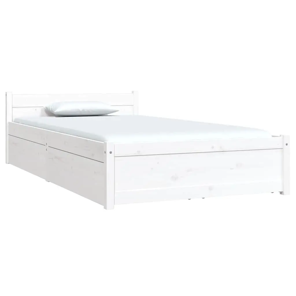 Bed Frame with Storage Drawers White Single 90x190cm Wooden Bedroom Furniture
