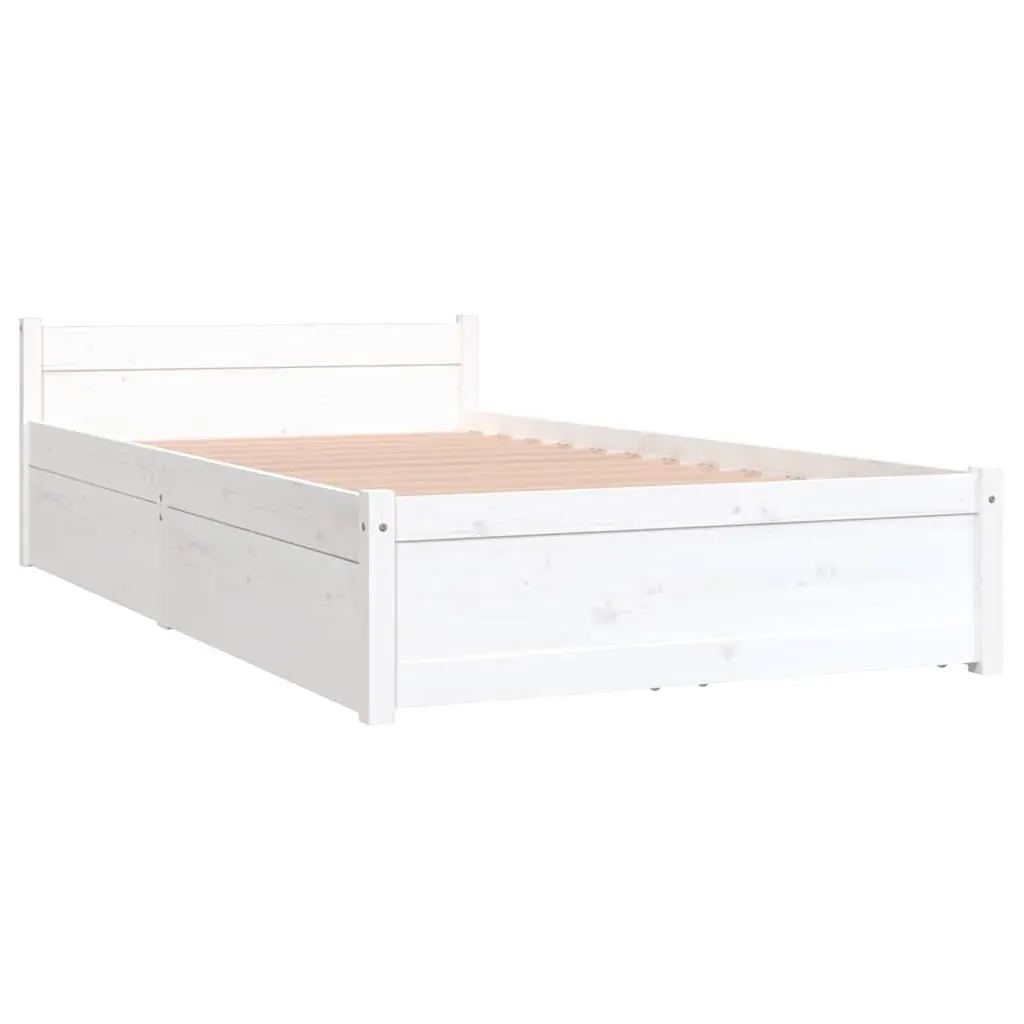 Bed Frame with Storage Drawers White Single 90x190cm Wooden Bedroom Furniture