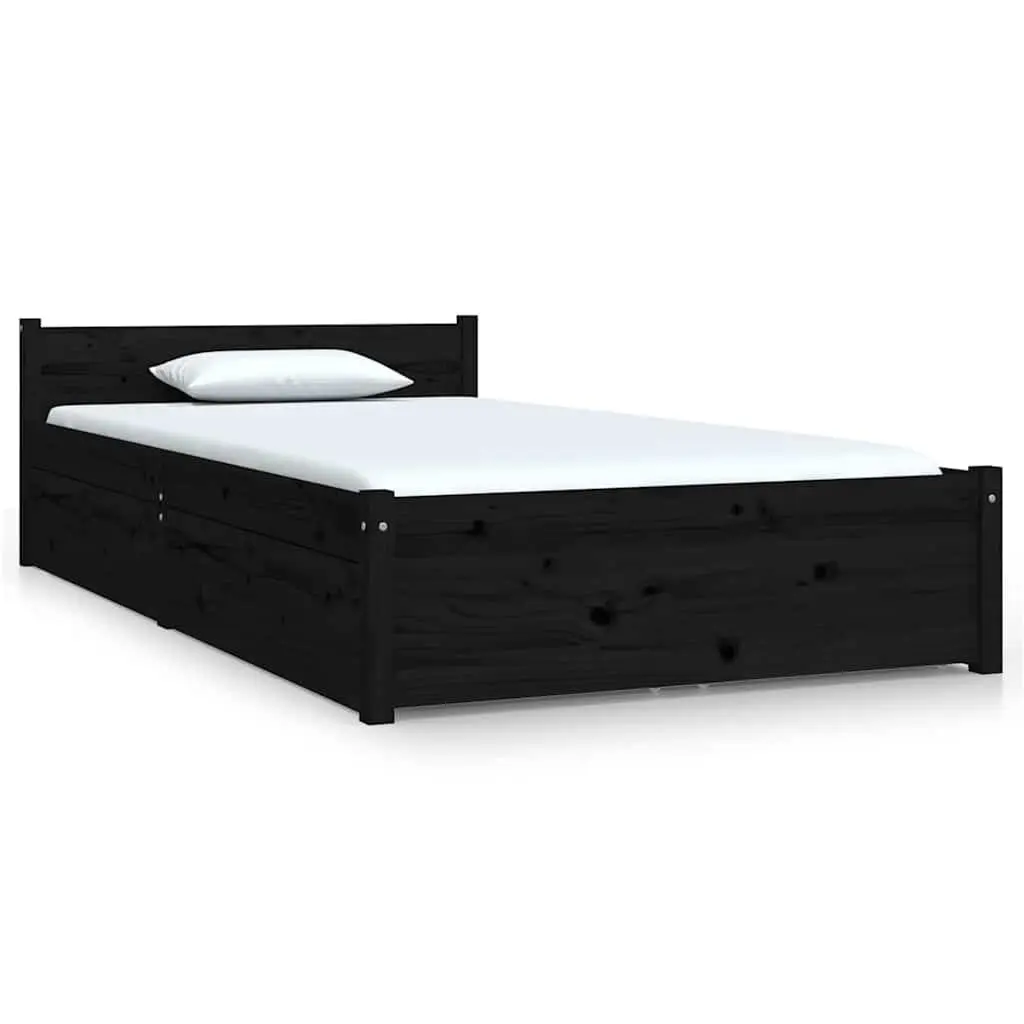 Black Bed Frame with Storage Drawers